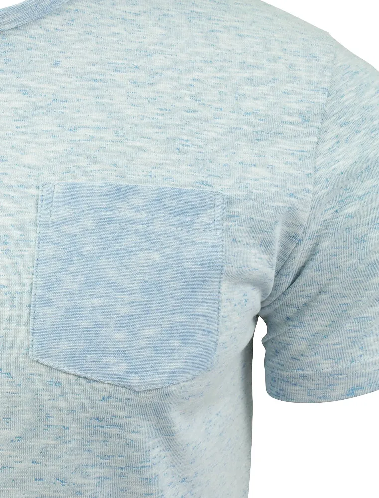 Nixon Space Dye Cotton Slub T-Shirt with Chest Pocket in Sea Blue Marl