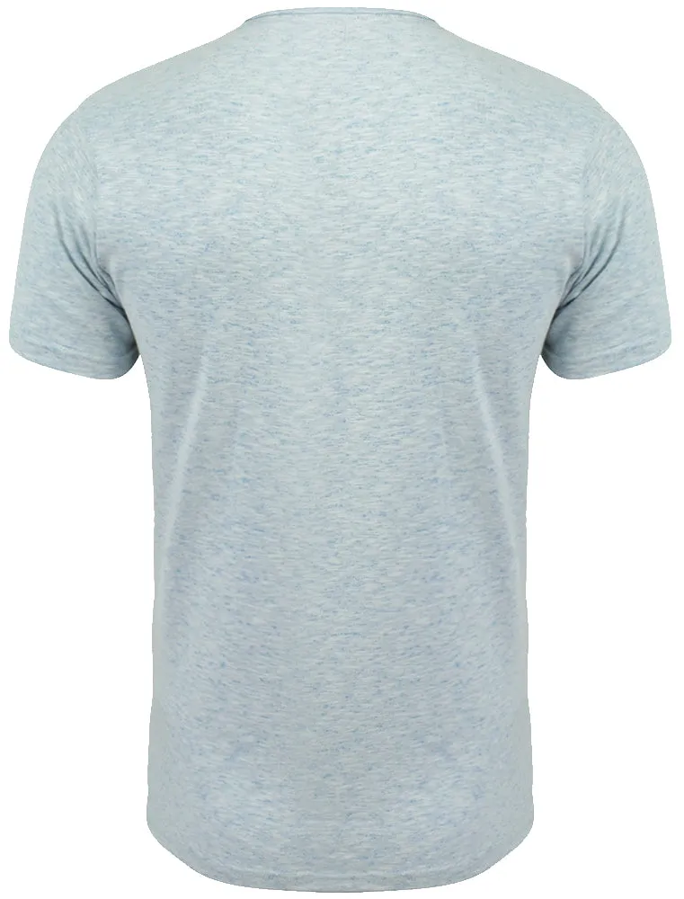 Nixon Space Dye Cotton Slub T-Shirt with Chest Pocket in Sea Blue Marl