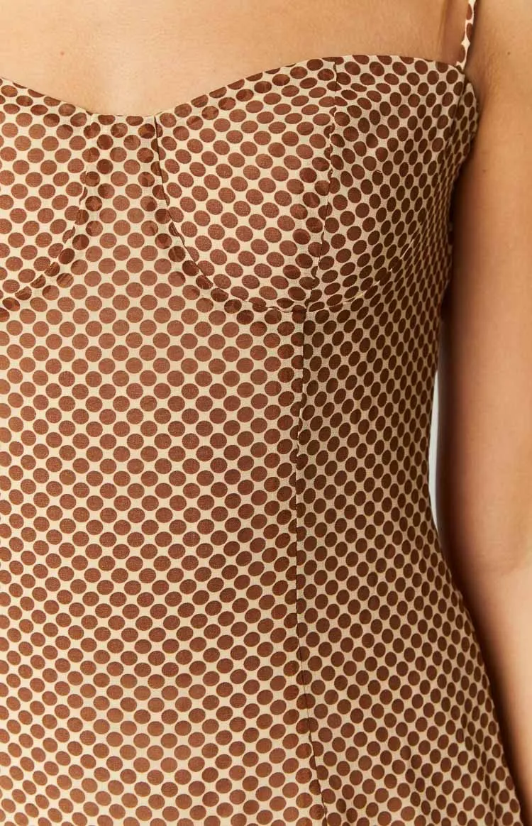 Penny Lane Brown Spotted Mini Dress