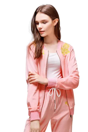 Pink Velvet Embroidery Jacket