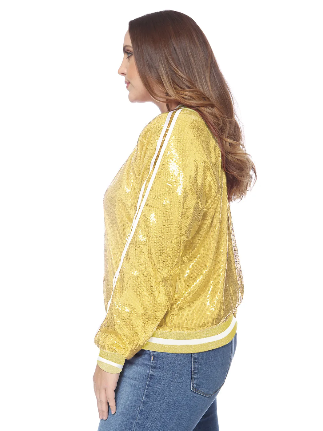 Plus Size Sequin Bomber Jacket
