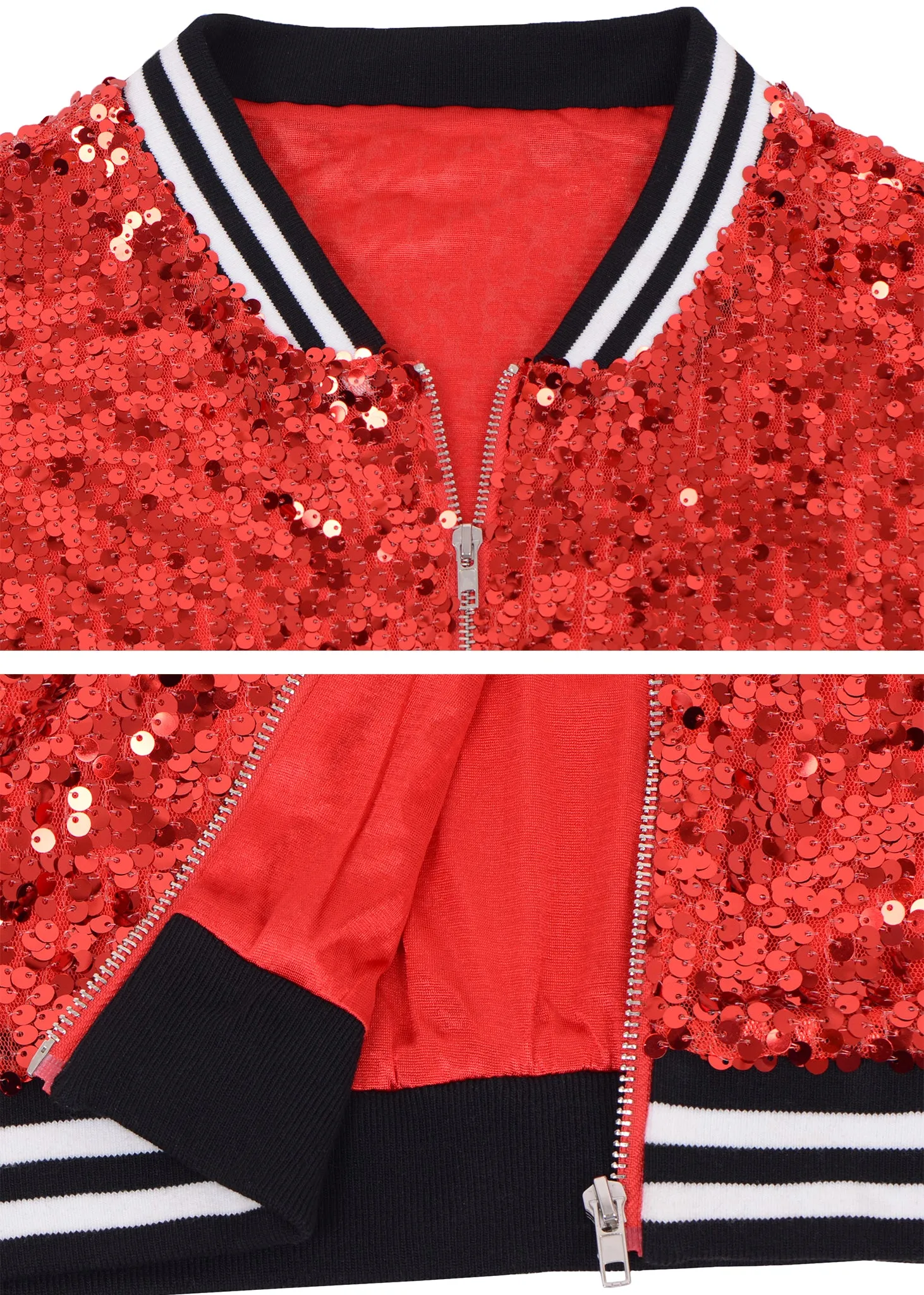 Plus Size Sequin Bomber Jacket