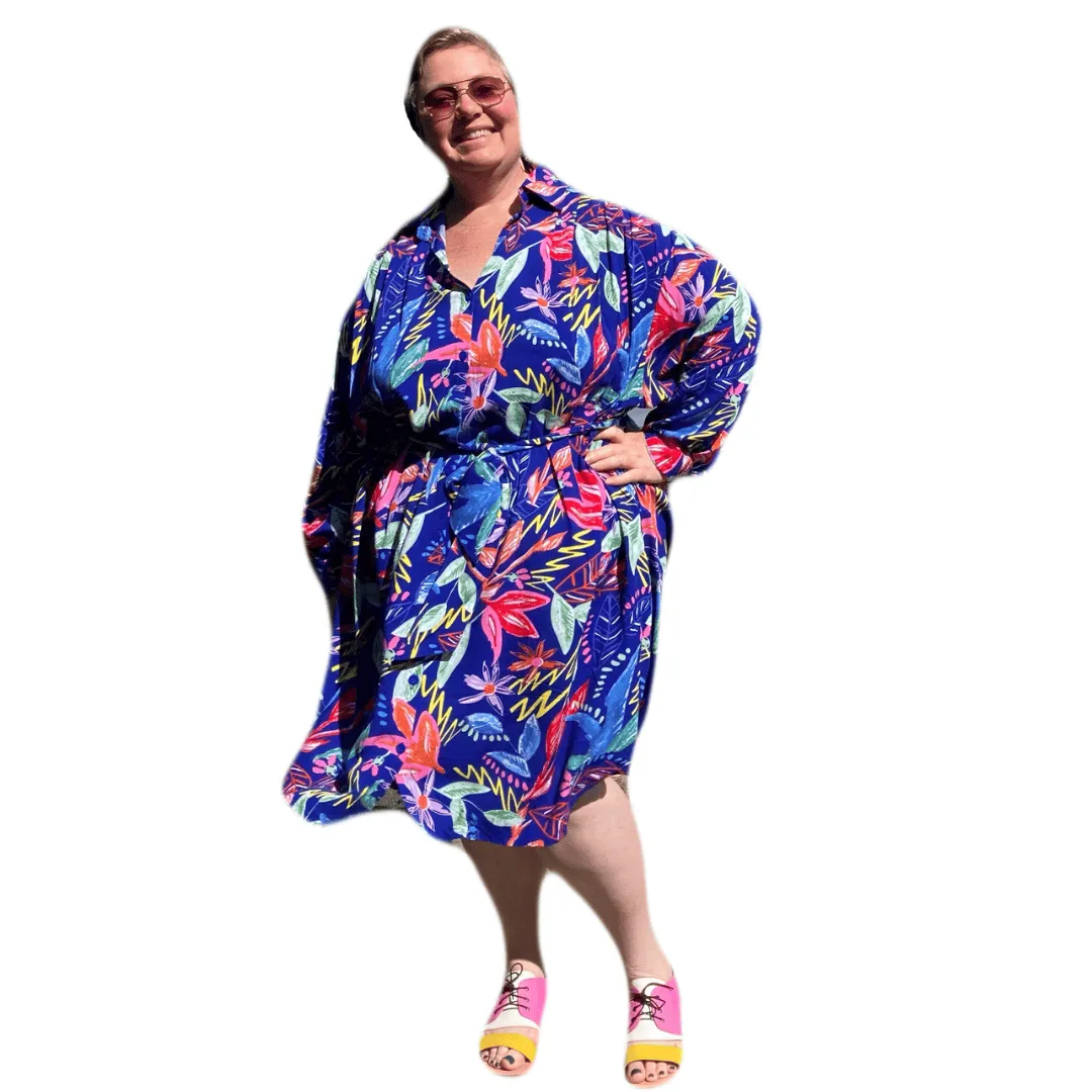 Plus Size Very Versatile Paula Shirt Dress in Bright Colourful Print