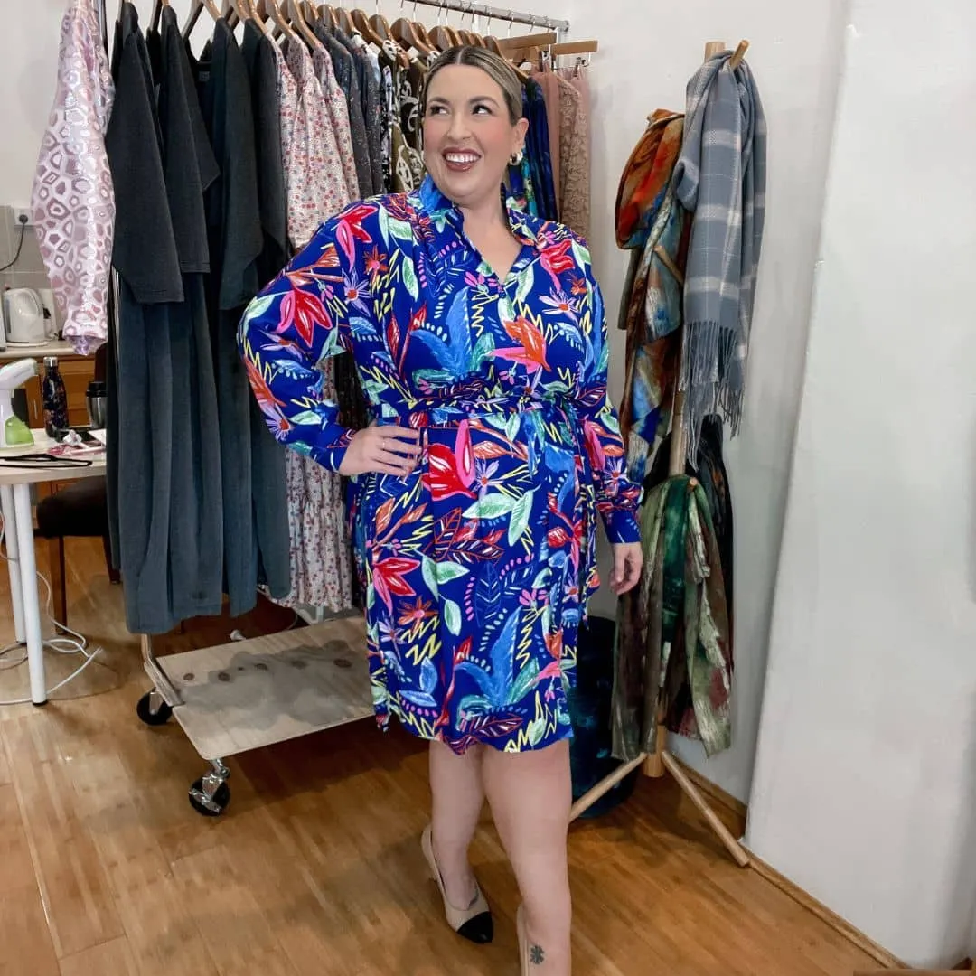 Plus Size Very Versatile Paula Shirt Dress in Bright Colourful Print