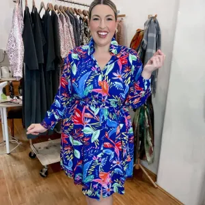 Plus Size Very Versatile Paula Shirt Dress in Bright Colourful Print