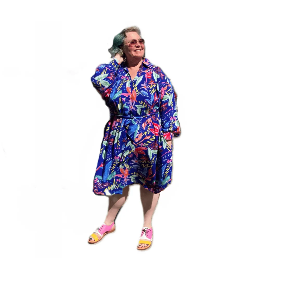 Plus Size Very Versatile Paula Shirt Dress in Bright Colourful Print