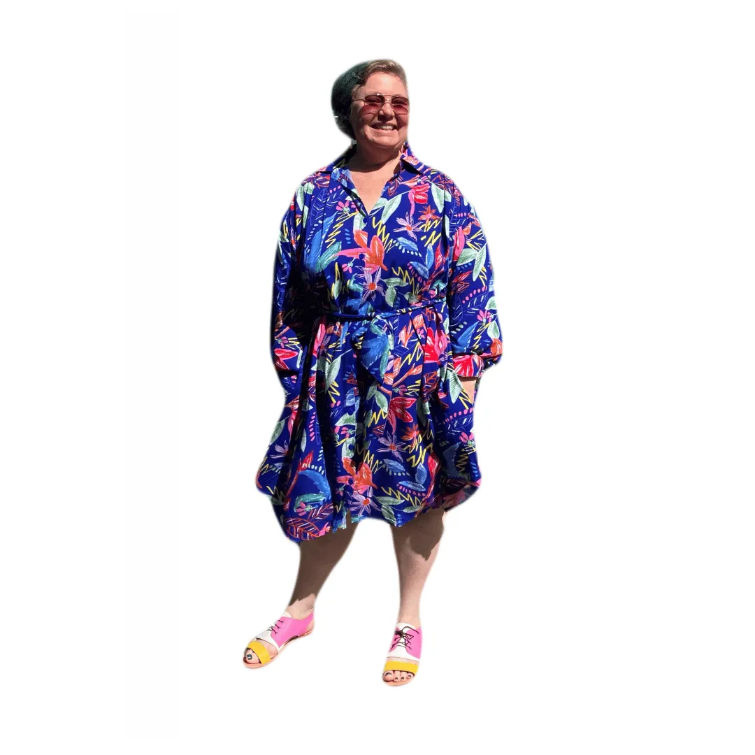 Plus Size Very Versatile Paula Shirt Dress in Bright Colourful Print