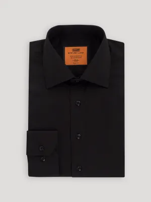 Poplin Dress Shirt | Slim Fit | Button Cuff | 100% Cotton | Black