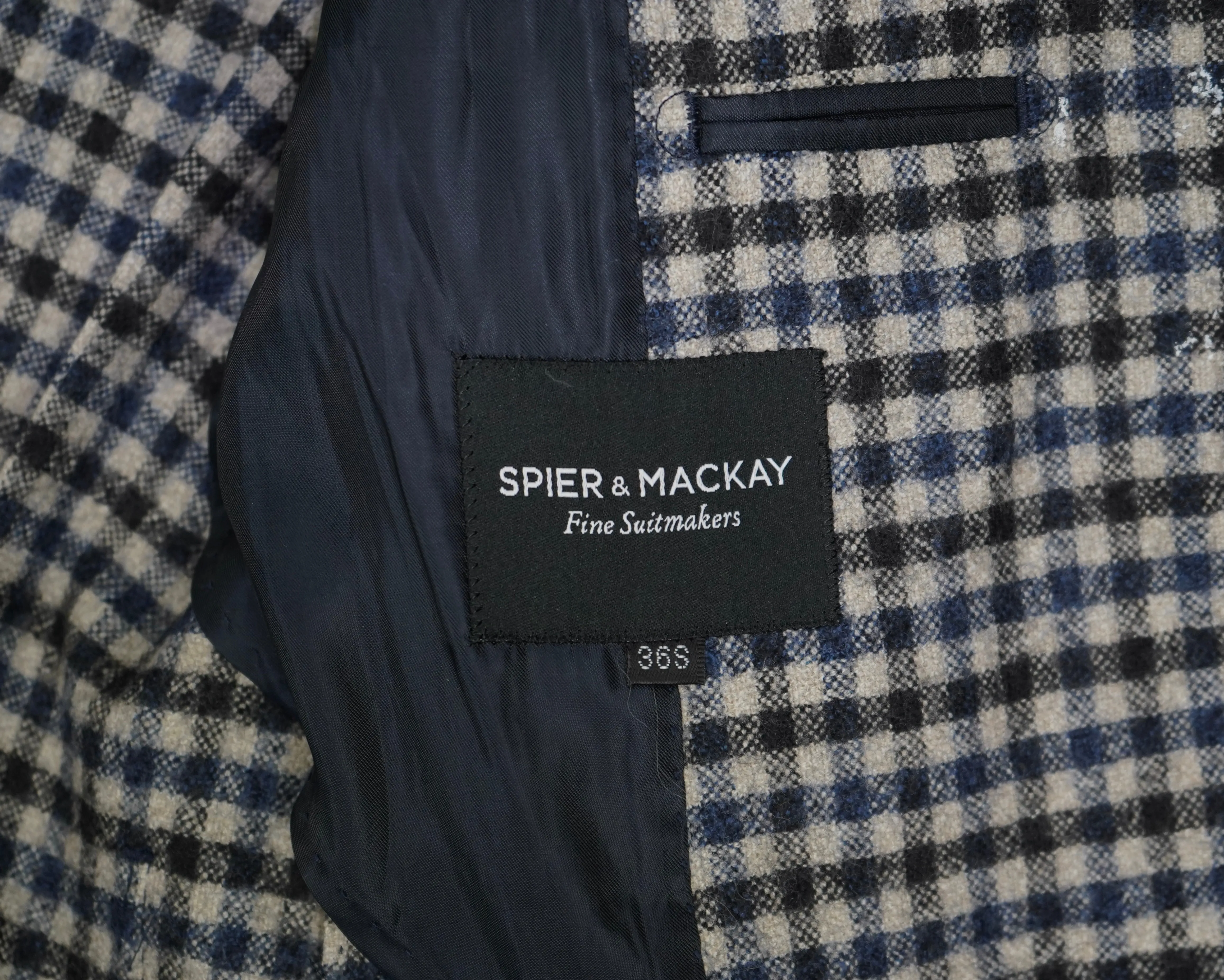 Spier & MacKay - Navy/Blue on Beige Wool Sports Jacket 46 (Short)