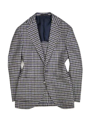 Spier & MacKay - Navy/Blue on Beige Wool Sports Jacket 46 (Short)