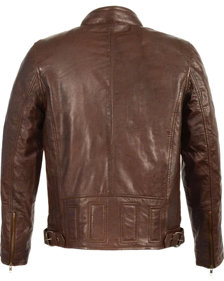 Stand Up Collar Leather Jacket For Men