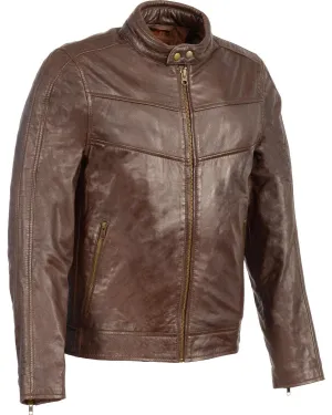 Stand Up Collar Leather Jacket For Men