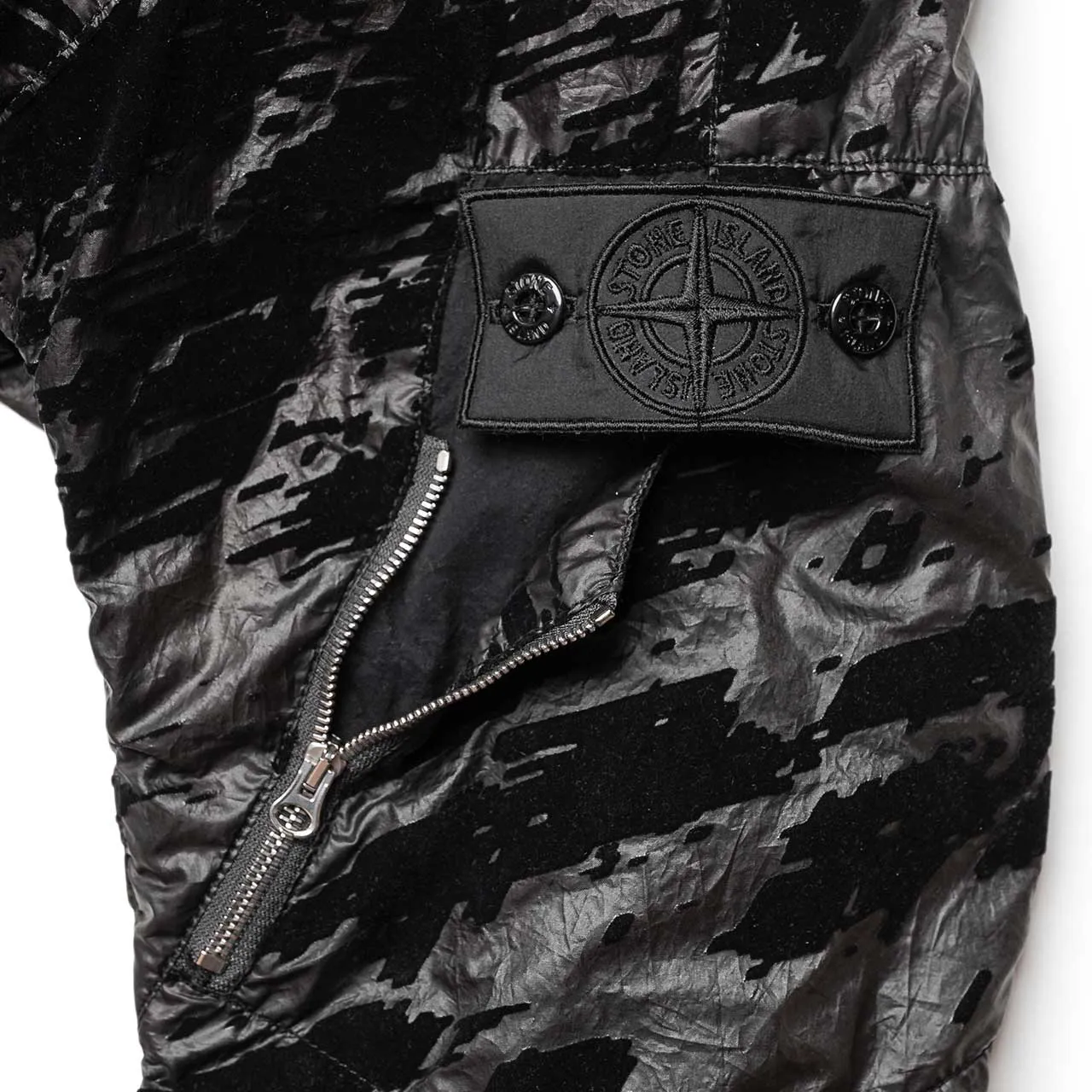 stone island shadow project padded bomber jacket lucid flock (black)