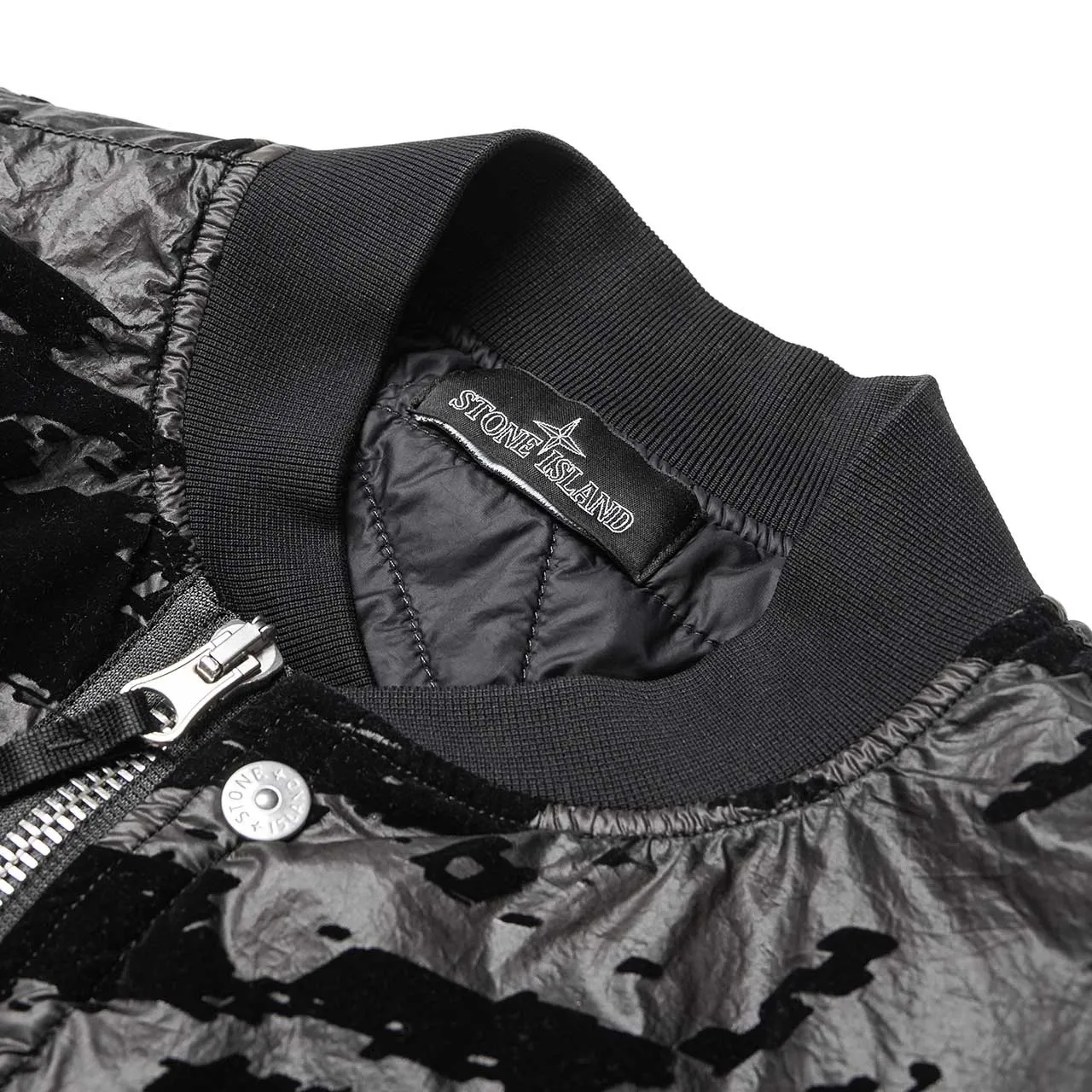 stone island shadow project padded bomber jacket lucid flock (black)