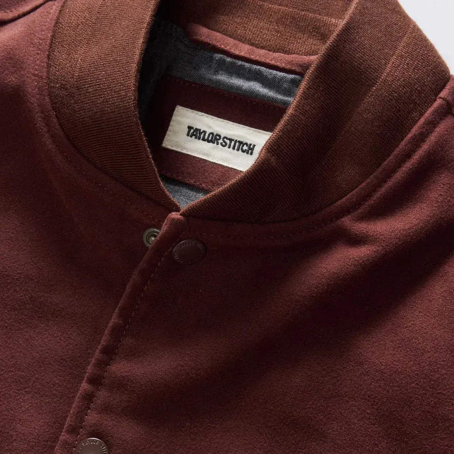 Taylor Stitch Campus Jacket in Burgundy Moleskin