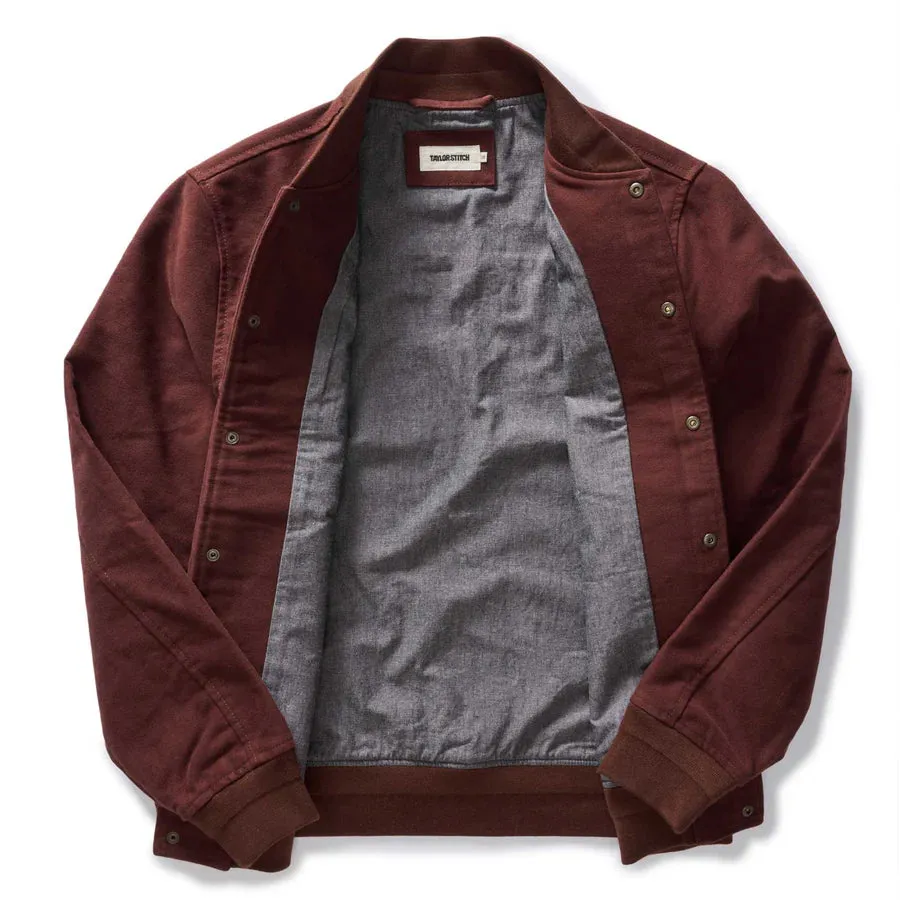 Taylor Stitch Campus Jacket in Burgundy Moleskin