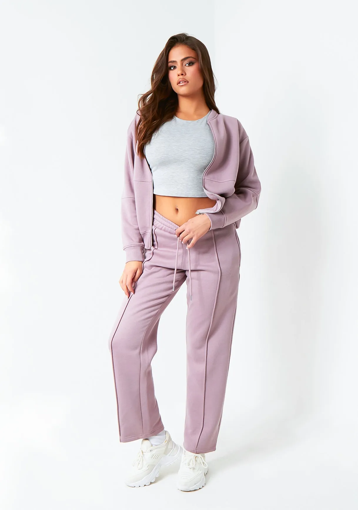 Tess Mauve Purple Bomber Jacket Sweatshirt