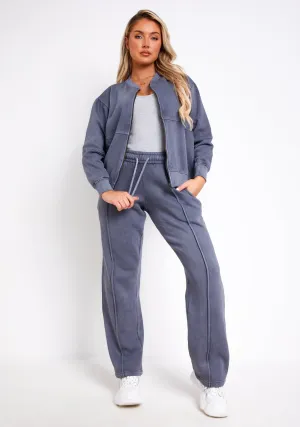Tess Washed Charcoal Bomber Jacket Sweatshirt