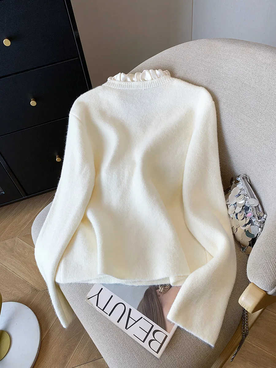 V-neck Bow Single-breasted Cardigan