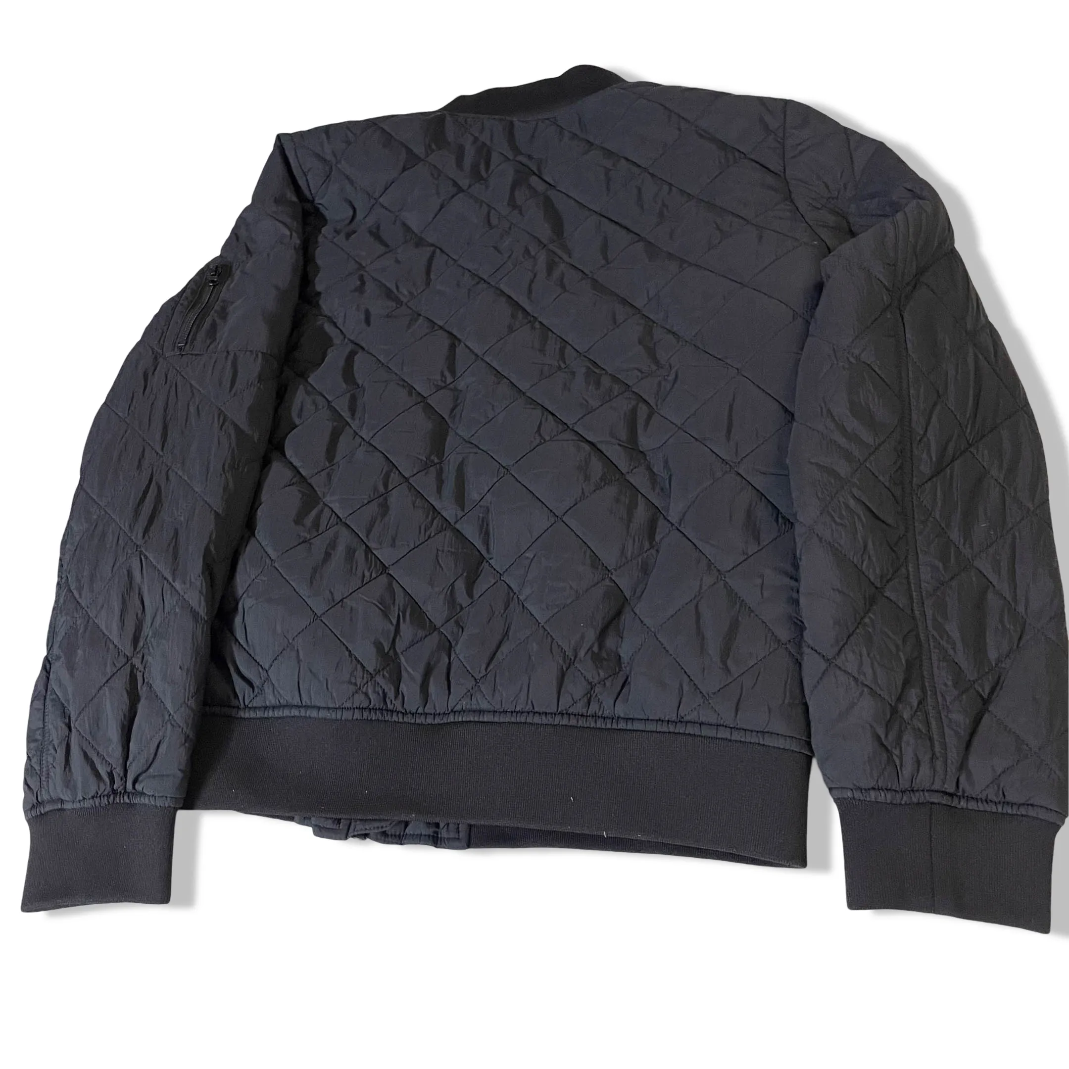 Vintage Good Move Womens Navy Solid Quilted bomber black jacket size 12|SKU 3805