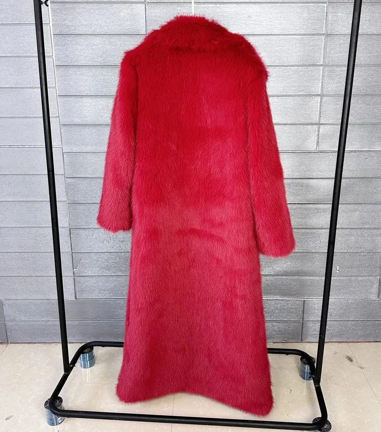 Women's Long Fluffy Faux Fur Coat