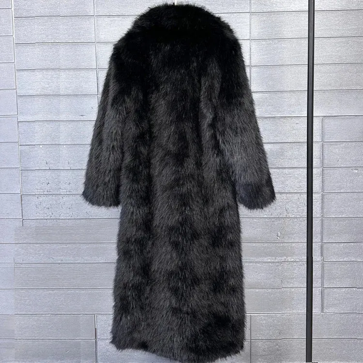 Women's Long Fluffy Faux Fur Coat
